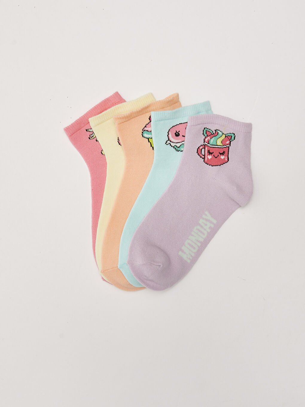 Patterned Girls' Ankle Socks 5 Pack
