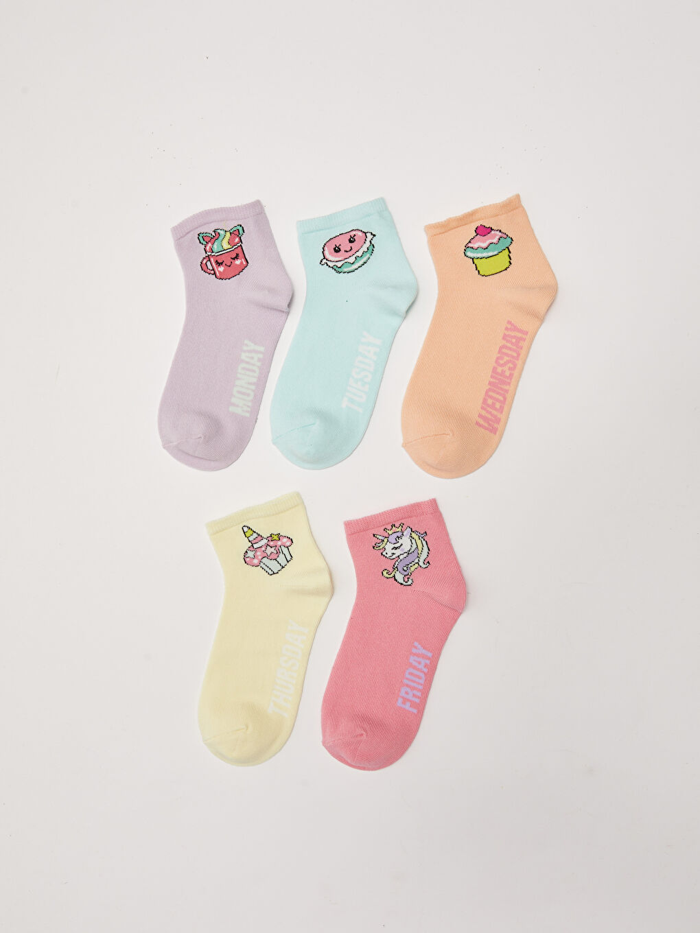 Patterned Girls' Ankle Socks 5 Pack-1