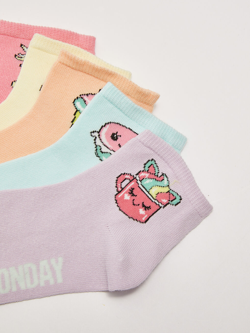 Patterned Girls' Ankle Socks 5 Pack-2