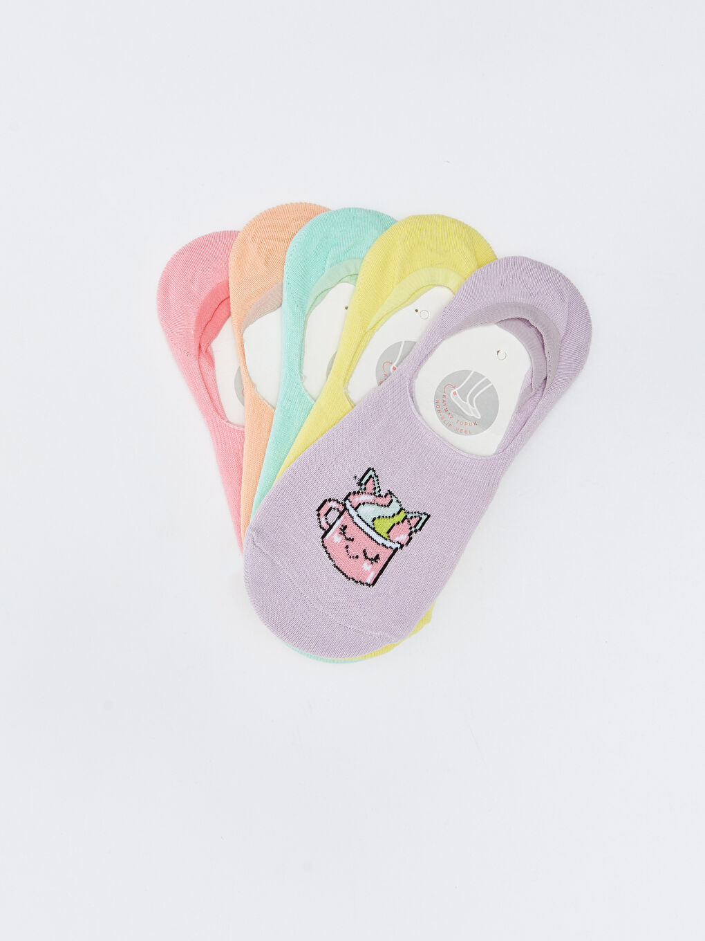 جوارب غير مرئية منقوشة للبنات - عبوة من ٥ قطع