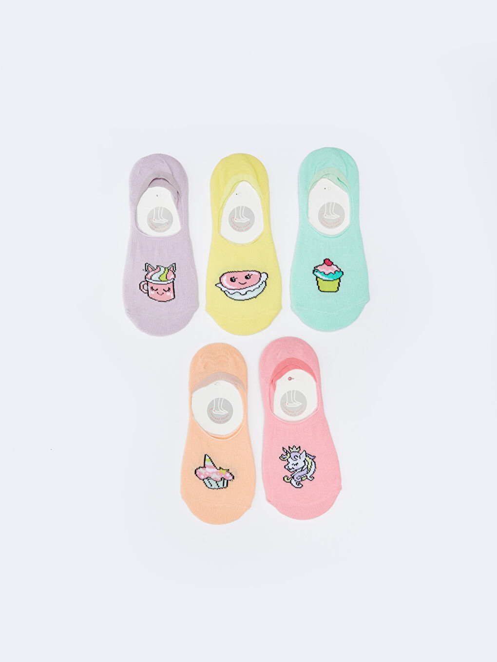 جوارب غير مرئية منقوشة للبنات - عبوة من ٥ قطع-1
