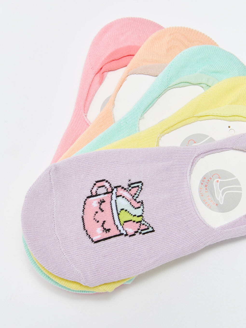 جوارب غير مرئية منقوشة للبنات - عبوة من ٥ قطع-2
