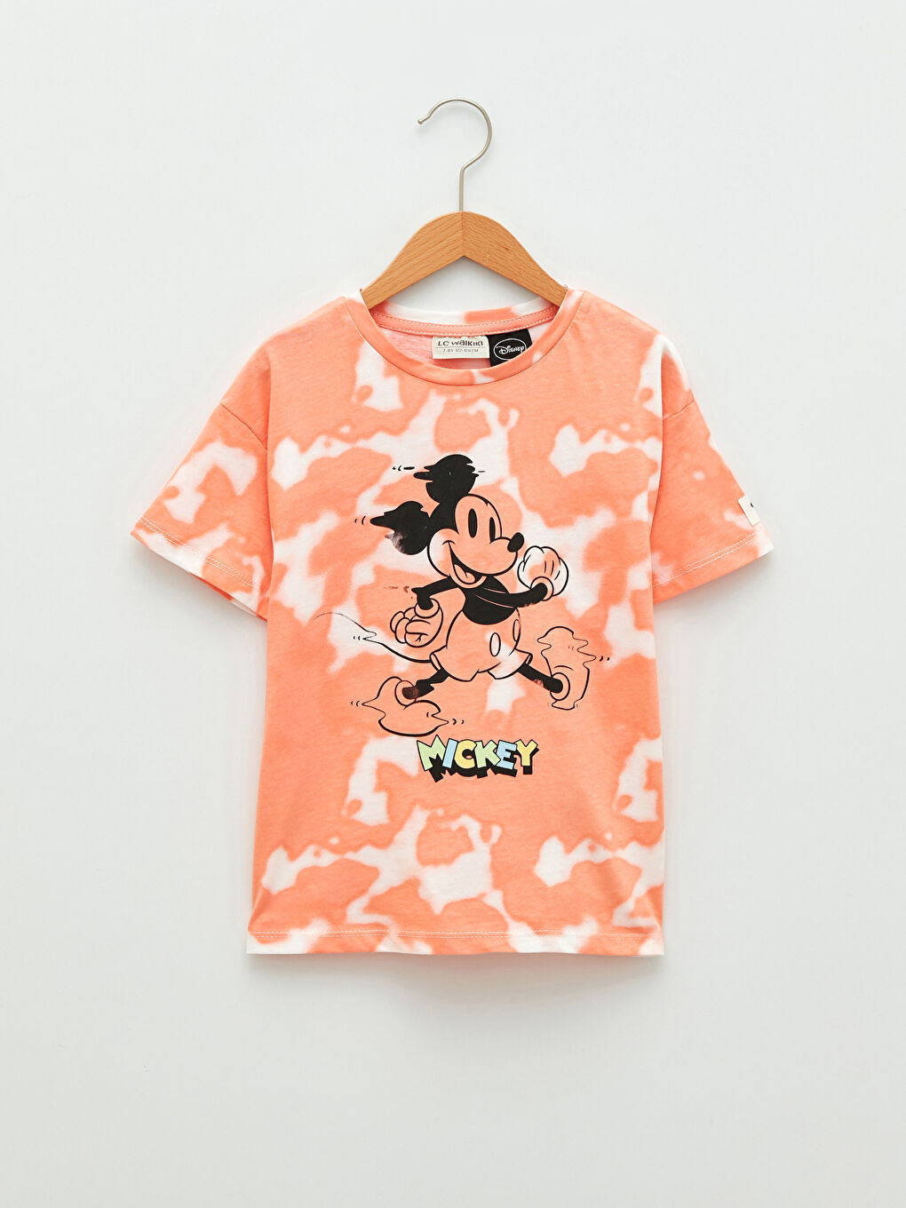 Crew Neck Mickey Mouse Printed Short Sleeve Cotton Girls T-Shirt