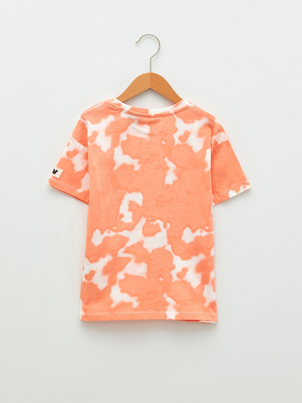 Crew Neck Mickey Mouse Printed Short Sleeve Cotton Girls T-Shirt-1