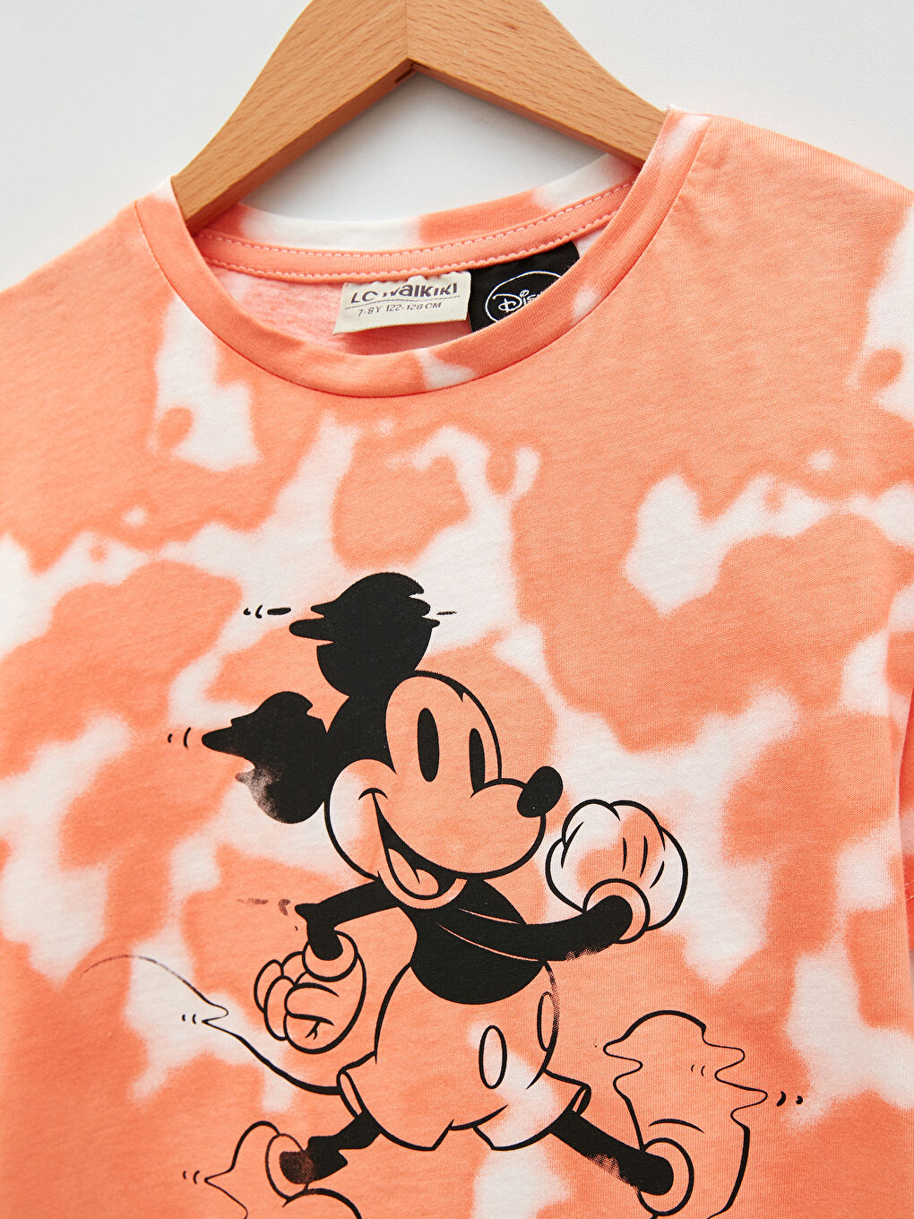Crew Neck Mickey Mouse Printed Short Sleeve Cotton Girls T-Shirt-2