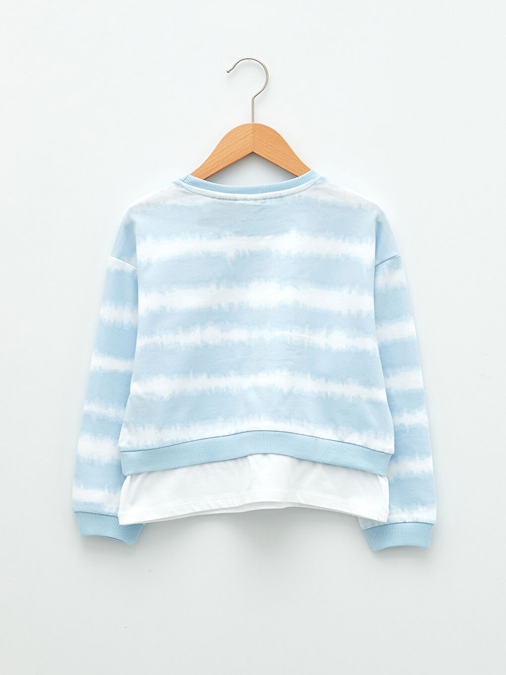 Mavi Bisiklet Yaka Mickey Mouse Baskılı Uzun Kollu Kız Çocuk Sweatshirt-1