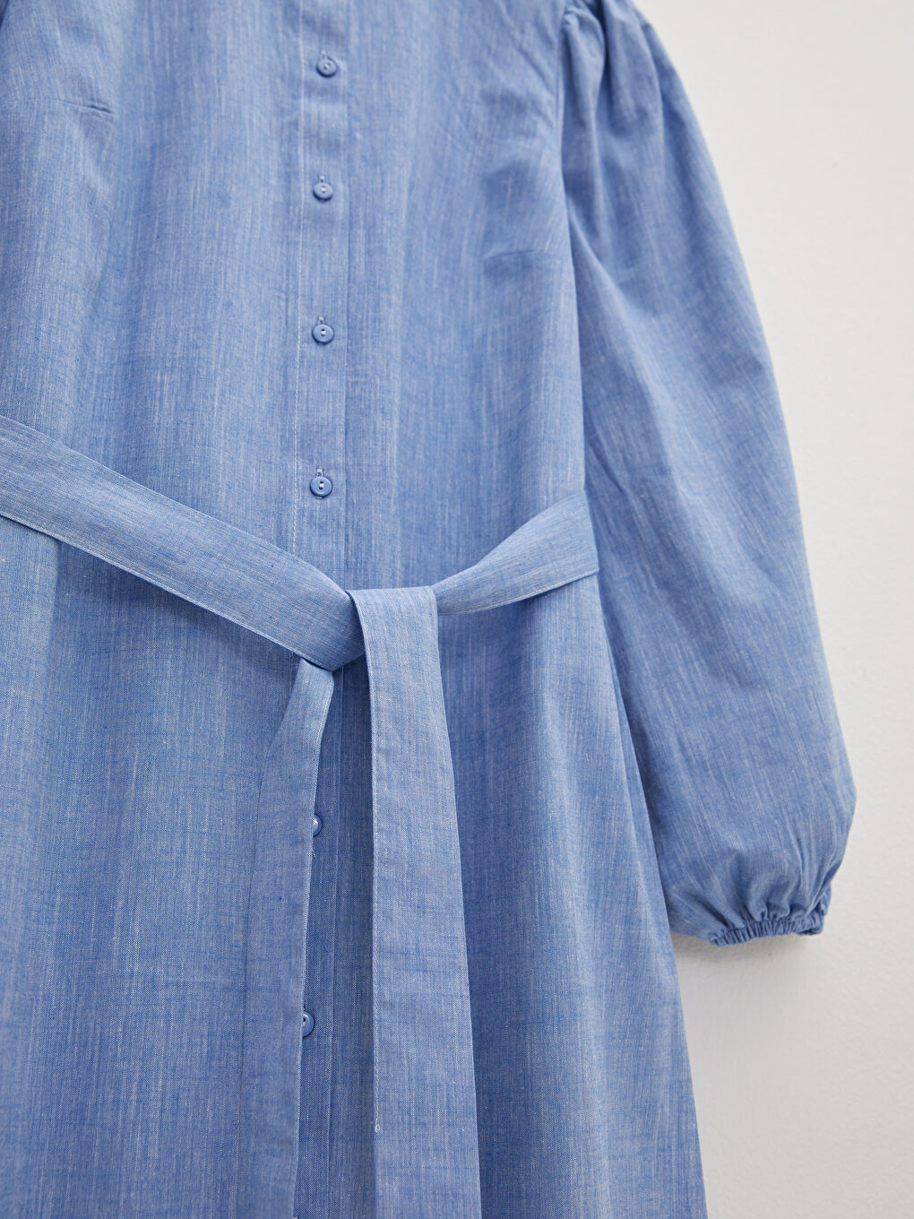 Crew Neck Straight Long Sleeve Cotton Women's Shirt Dress-6