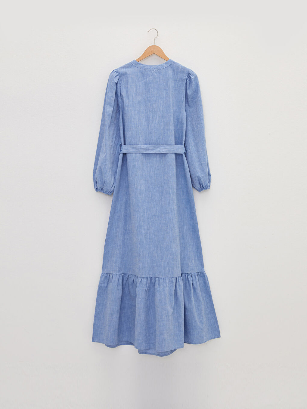 Crew Neck Straight Long Sleeve Cotton Women's Shirt Dress-7