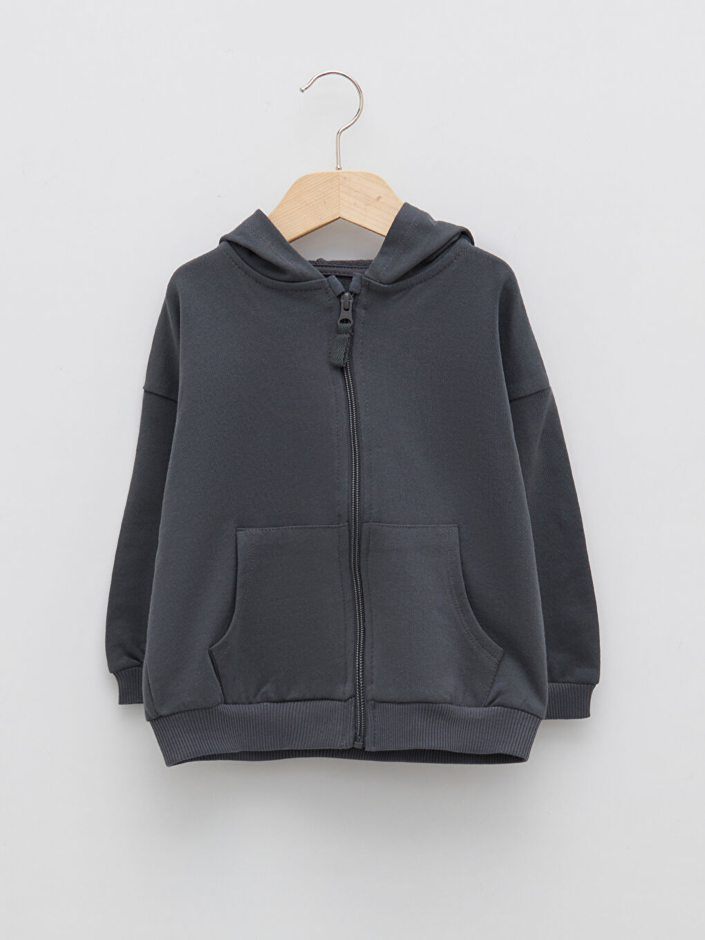 Sweatshirt Zippé Basique à Manches Longues avec Capuche pour Bébé Garçon