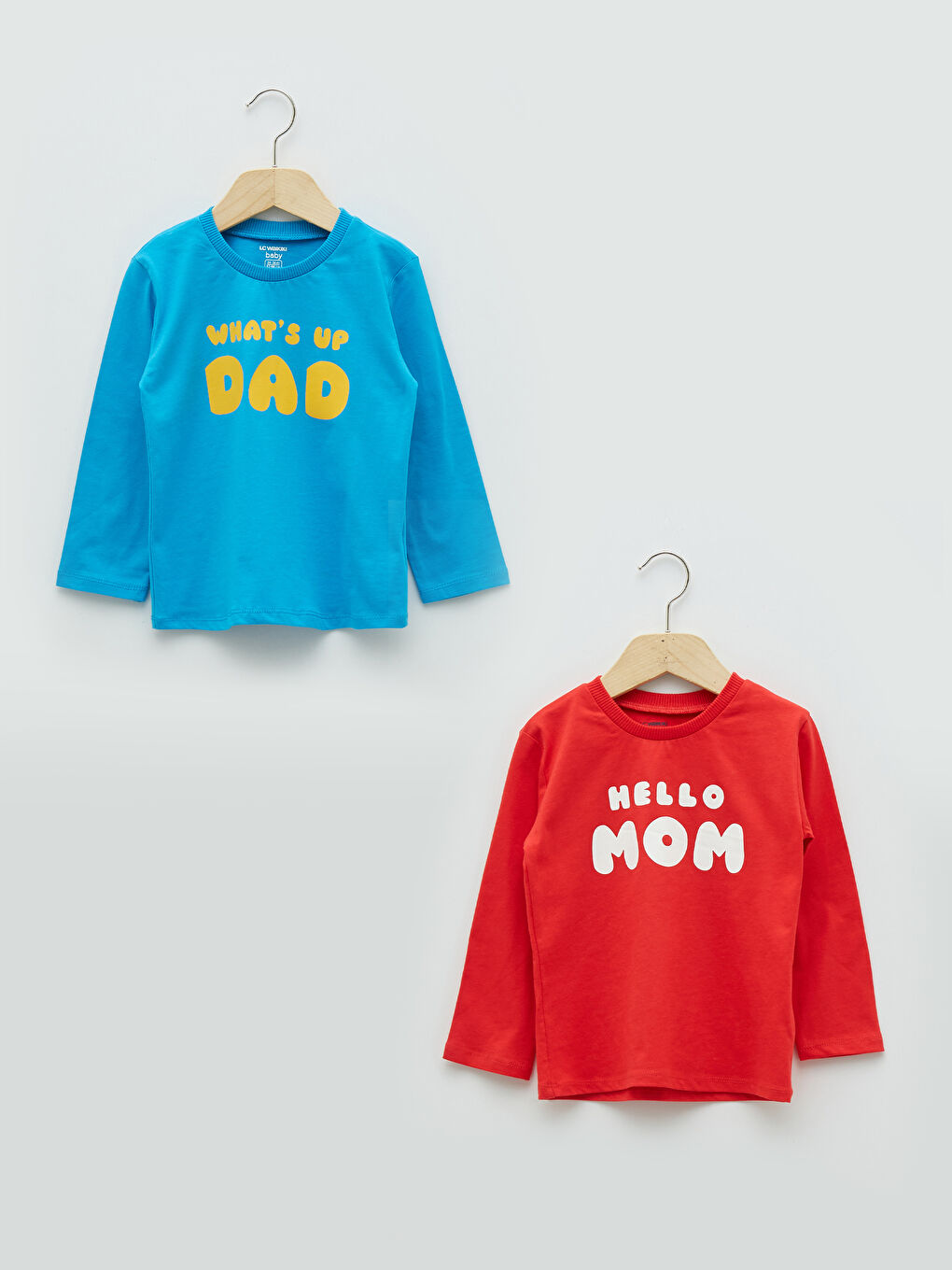 Crew Neck Long Sleeve Printed Cotton Baby Boy T-Shirt 2 Pieces