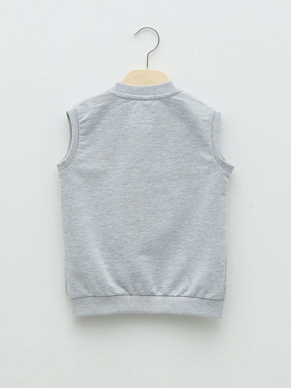 Gri Bisiklet Yaka Fermuarlı Erkek Bebek Yelek-1