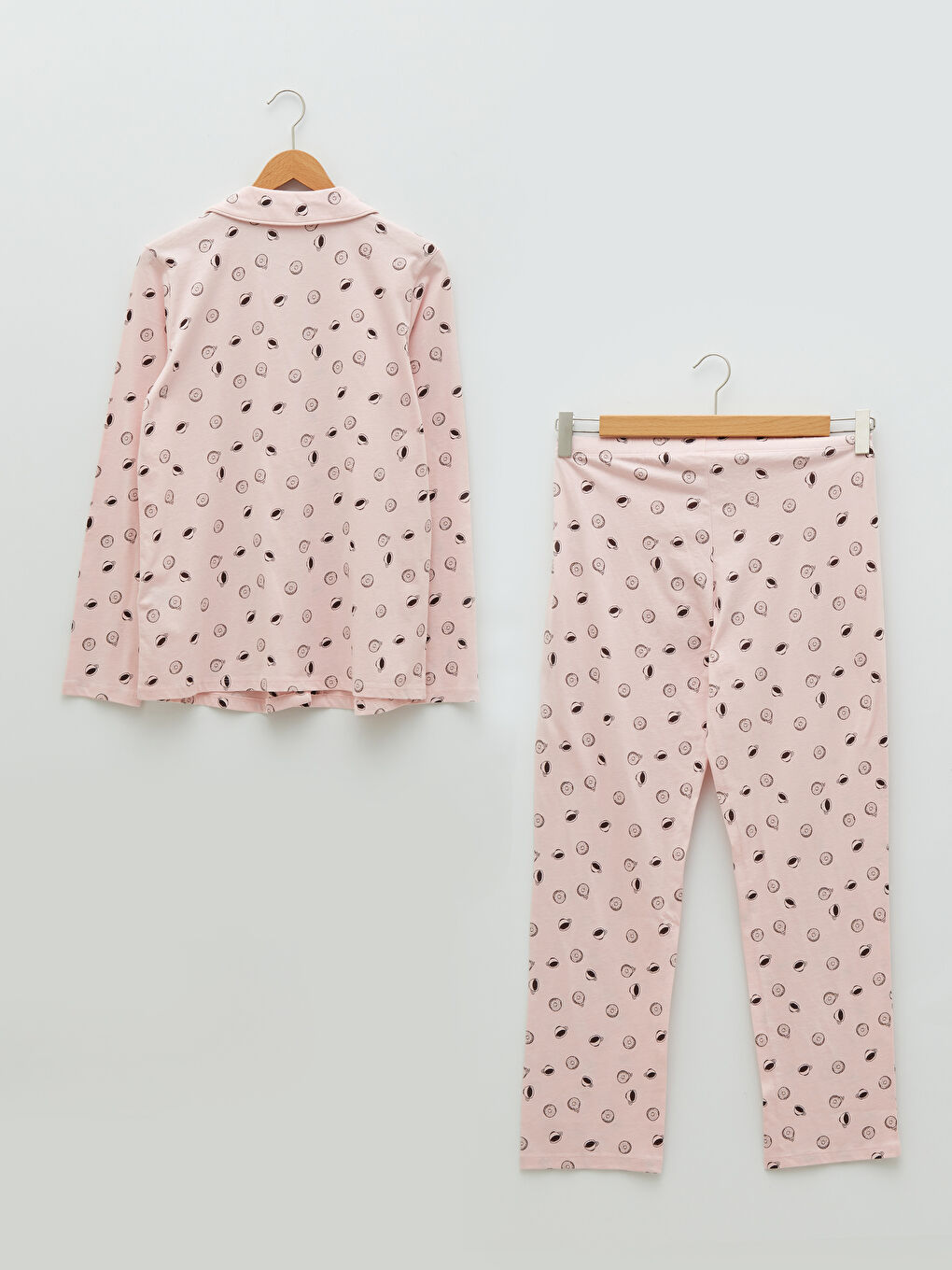 طقم بيجاما قطن للسيدات بياقة قميص كم طويل مطبوع-6