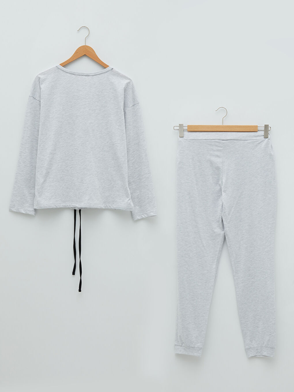 Set de pijama pentru Femei cu Guler în formă de U, Imprimat cu Litere, Mânecă lungă-6