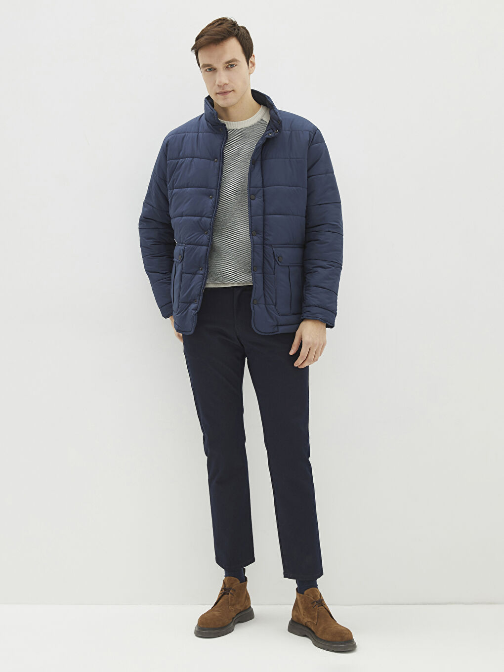 Standard Fit Funnel Neck Men's Puffer Coat-1