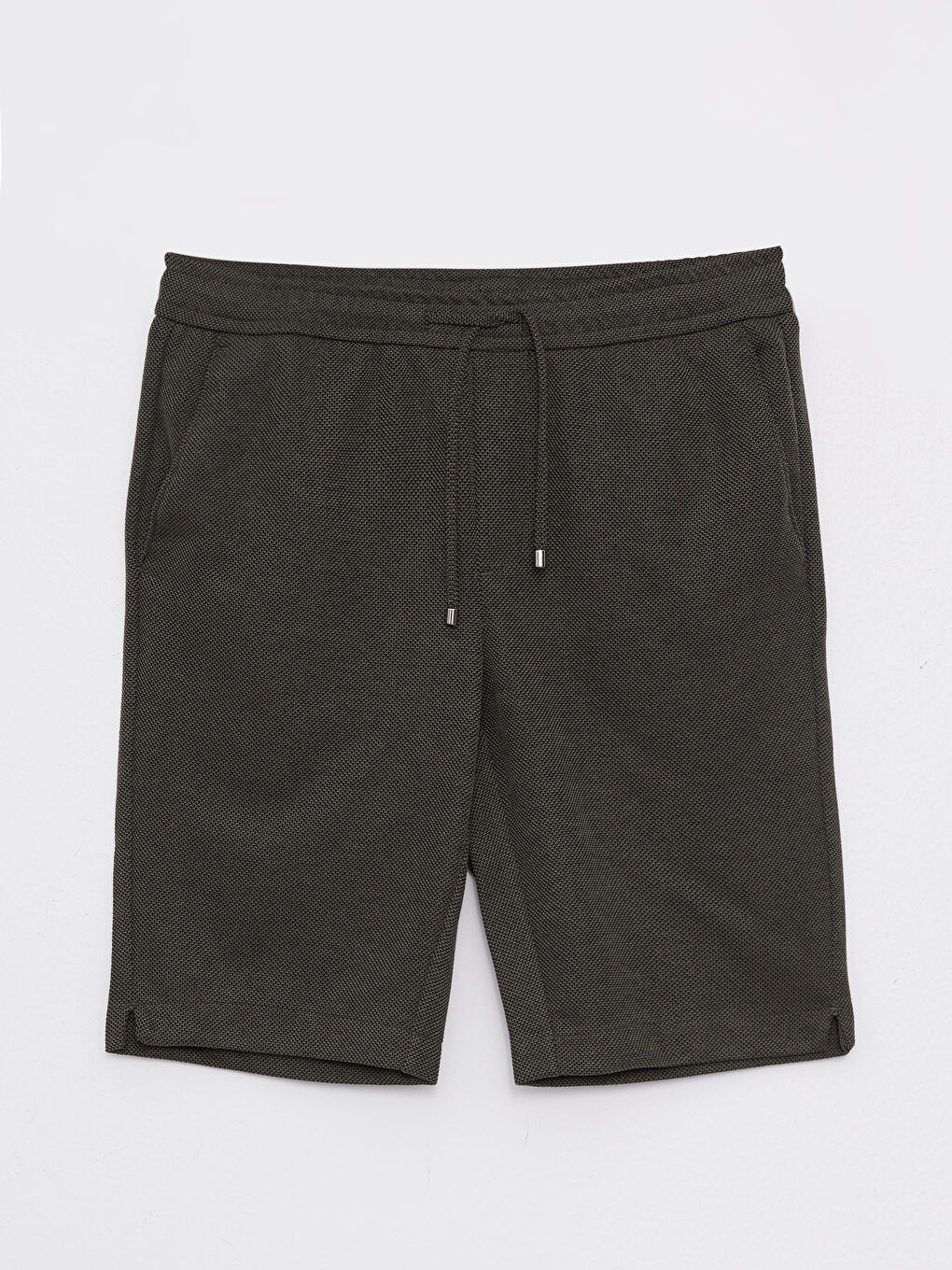 Haki Slim Fit Beli Bağlama Detaylı Erkek Şort-5