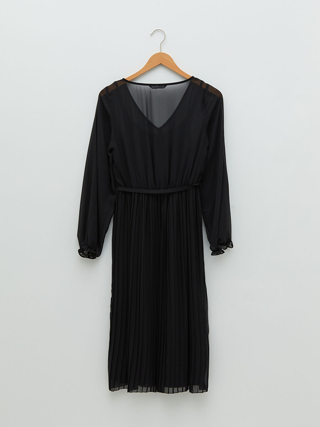 V-Neck Straight Long Sleeve A-Line Chiffon Women's Dress -S24242Z8-CVL