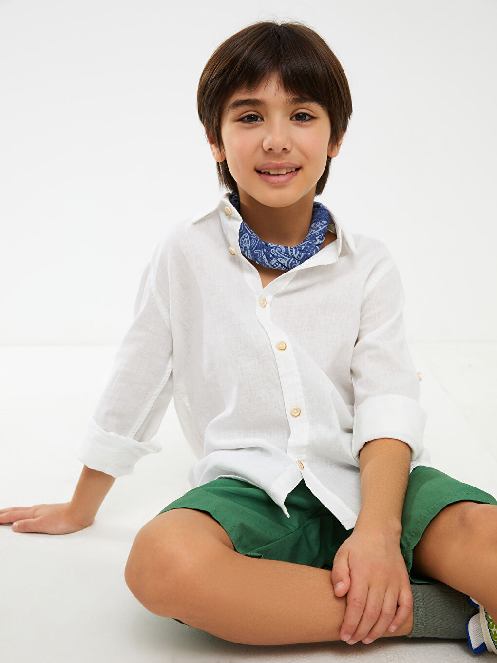 Basic Elastic Waist Poplin Boy Shorts-1