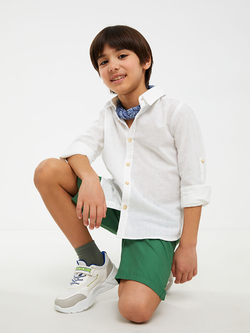 Basic Elastic Waist Poplin Boy Shorts-2