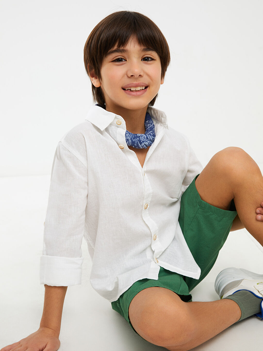 Basic Elastic Waist Poplin Boy Shorts-3