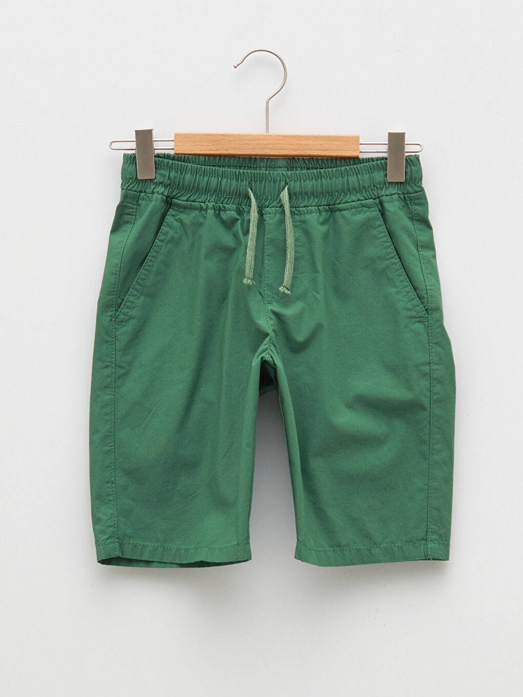 Basic Elastic Waist Poplin Boy Shorts-4