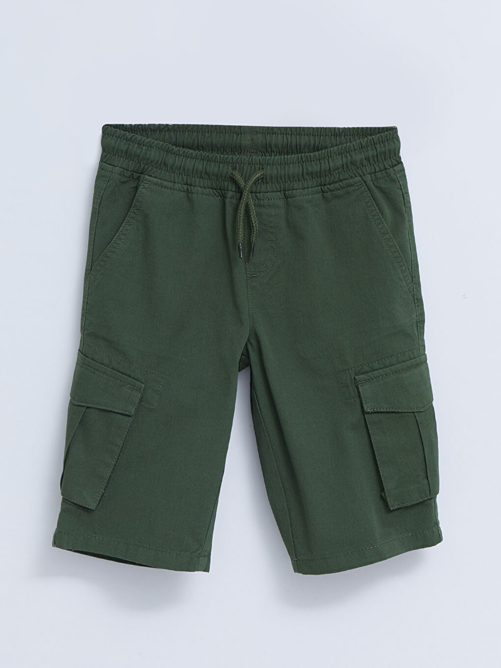 LCW Kids Yeşil Beli Lastikli Basic Gabardin Erkek Çocuk Kargo Roller