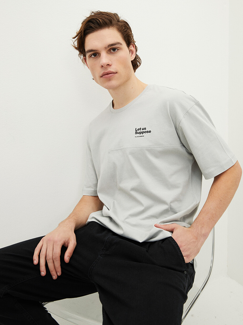 XSIDE Oversize Crew Neck Short Sleeve Printed Jersey Men's T-Shirt