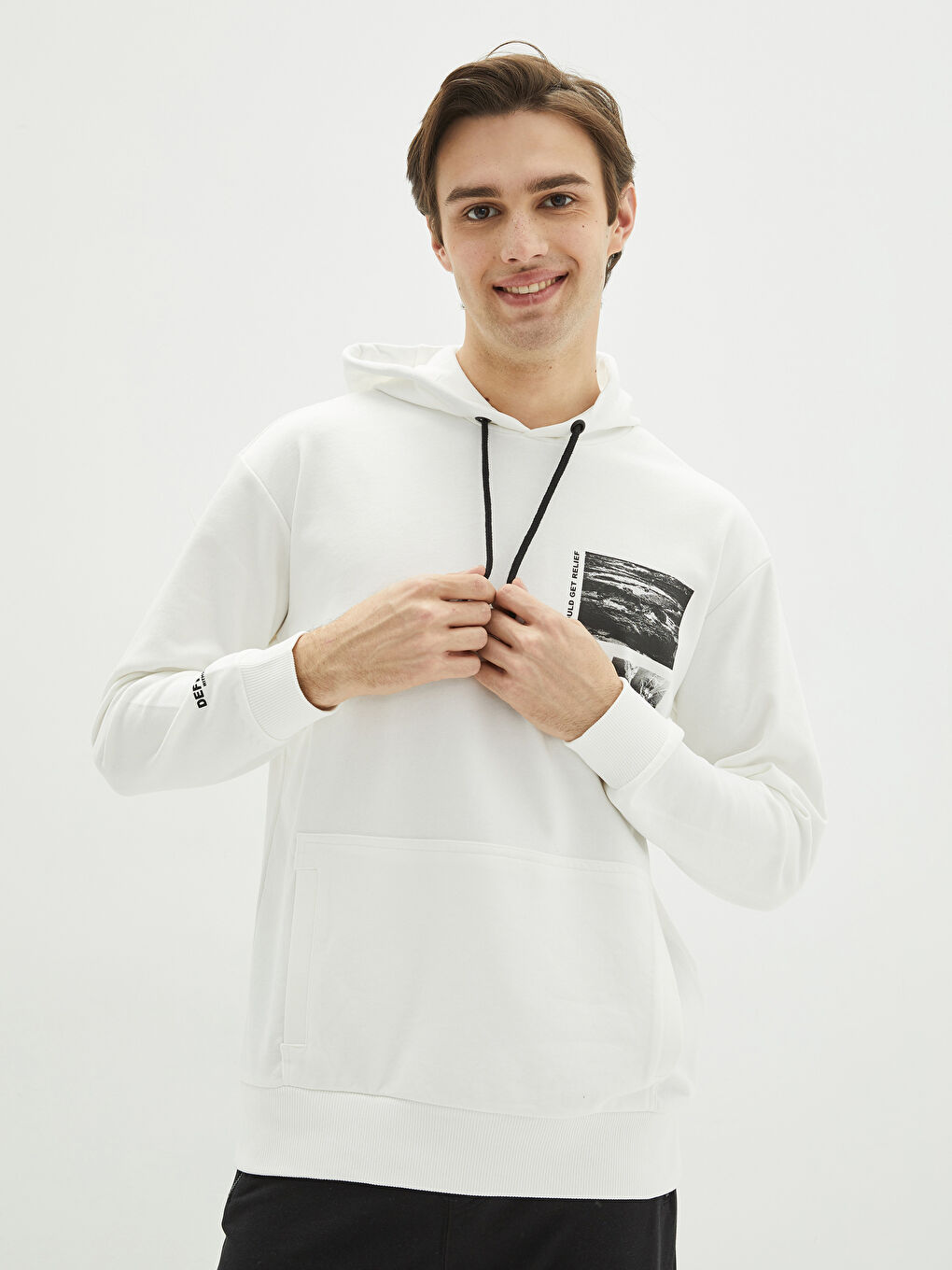 هودي كم طويل مطبوع أوفراسايز للرجال-1