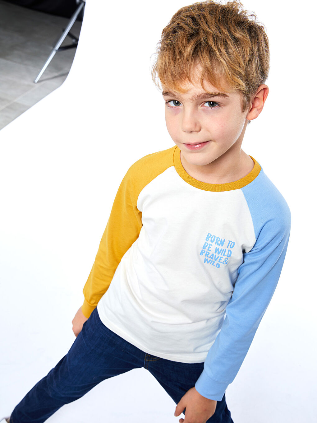 Crew Neck Printed Long Sleeve Boys' T-Shirt-1