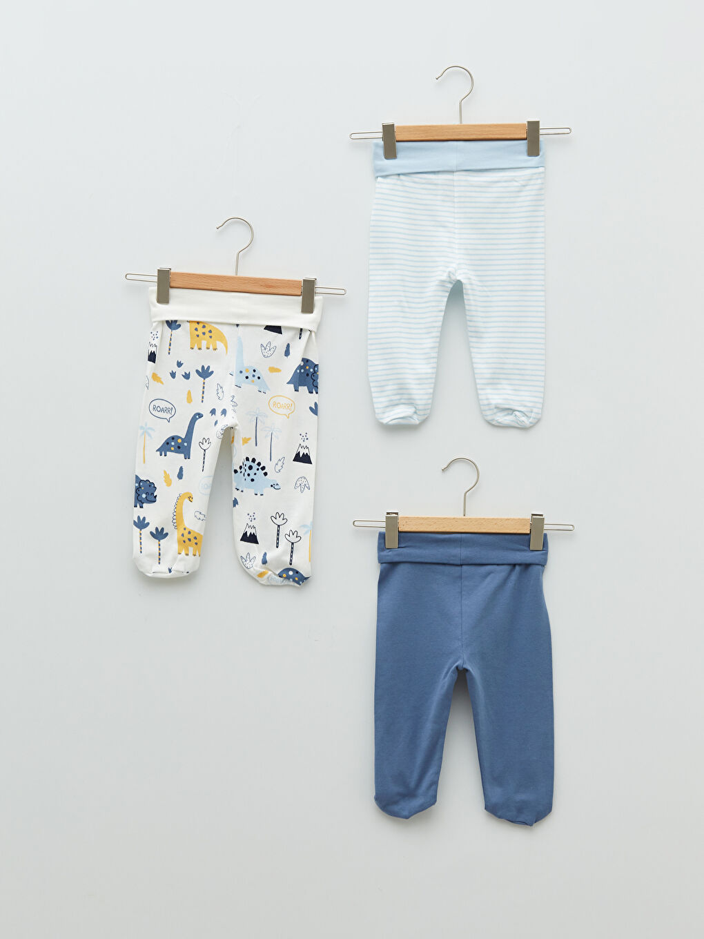 Ekru Beli Lastikli Erkek Bebek Patikli Pantolon 3'lü-1