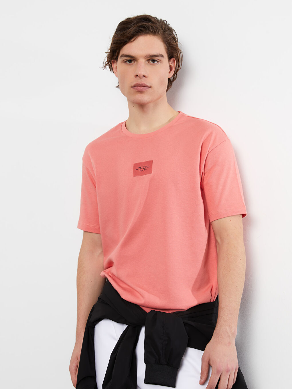 Pembe Bisiklet Yaka Kısa Kollu Basic Penye Erkek Tişört