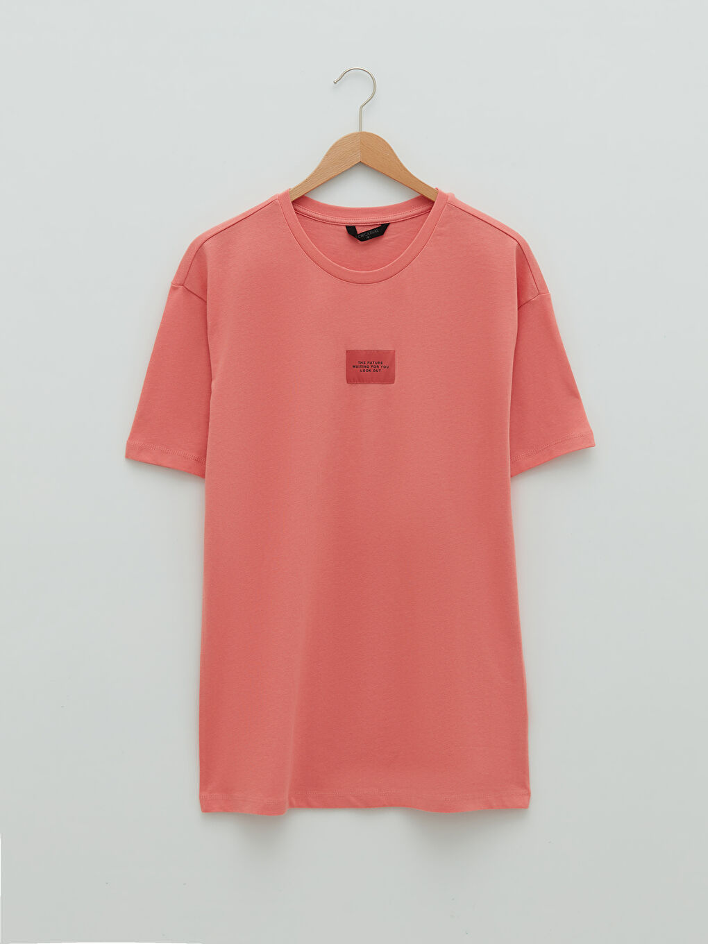 Pembe Bisiklet Yaka Kısa Kollu Basic Penye Erkek Tişört-5