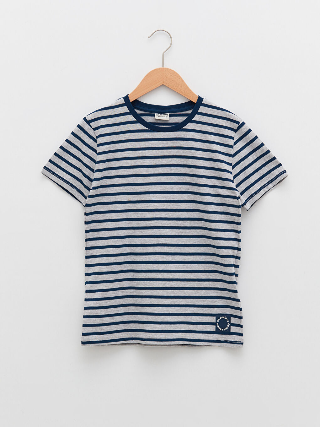 Crew Neck Striped Short Sleeve Cotton Boy T-Shirt