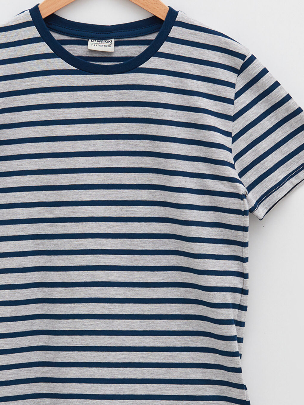 Crew Neck Striped Short Sleeve Cotton Boy T-Shirt-2