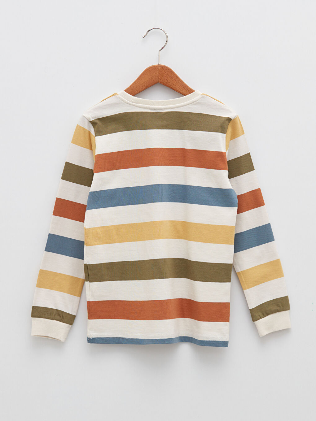 Crew Neck Striped Long Sleeve Cotton Boy T-Shirt-3