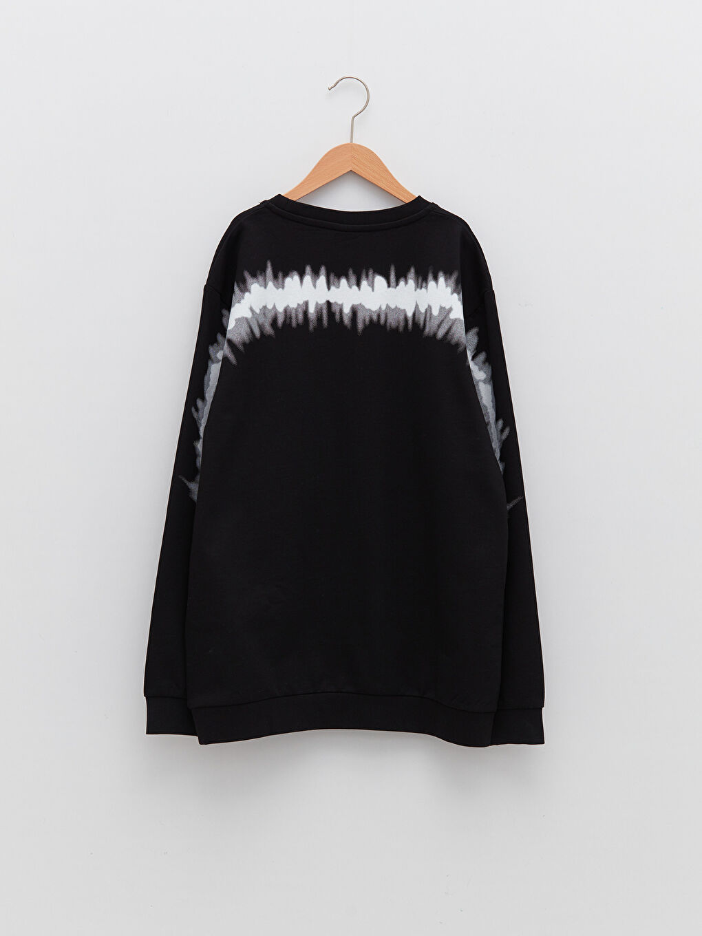 Siyah Bisiklet Yaka Baskılı Uzun Kollu Erkek Çocuk Sweatshirt-1