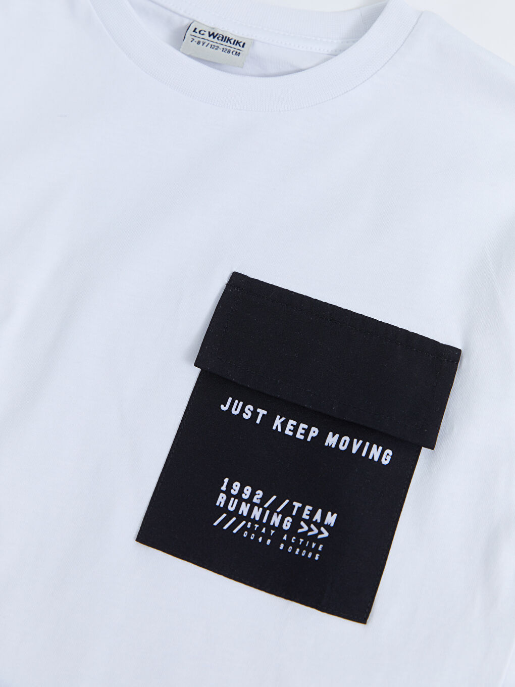 Beyaz Bisiklet Yaka Baskılı Uzun Kollu Erkek Çocuk Tişört-2