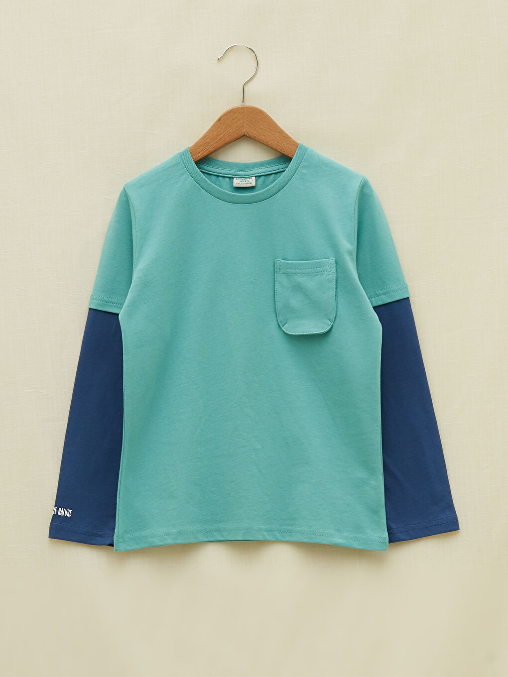 تي شيرت كم طويل أساسي بياقة دائرية للأولاد