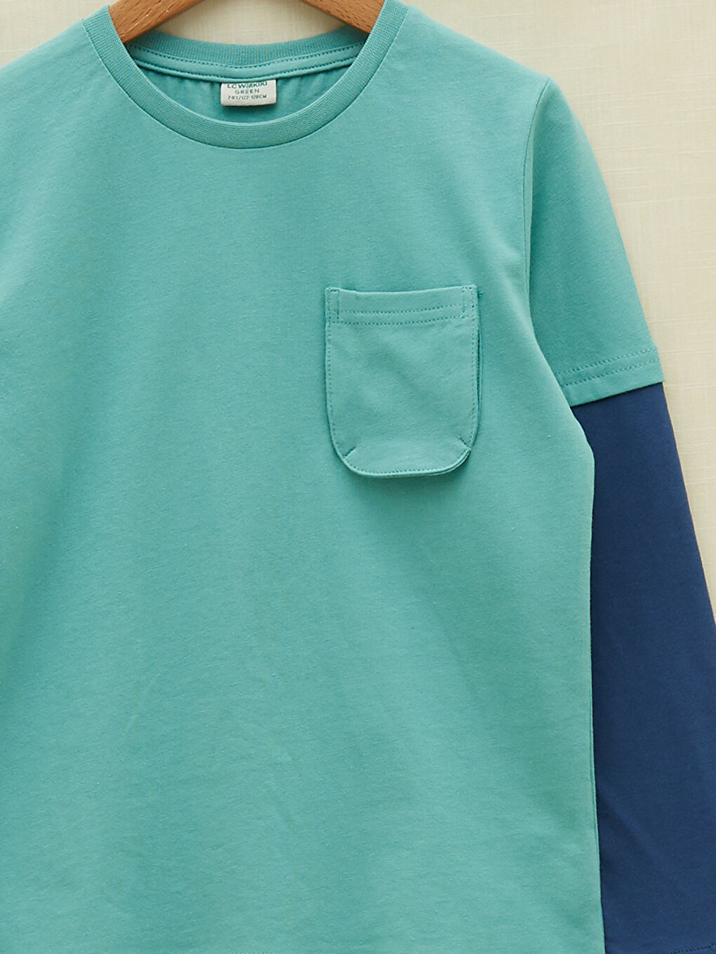 تي شيرت كم طويل أساسي بياقة دائرية للأولاد-2