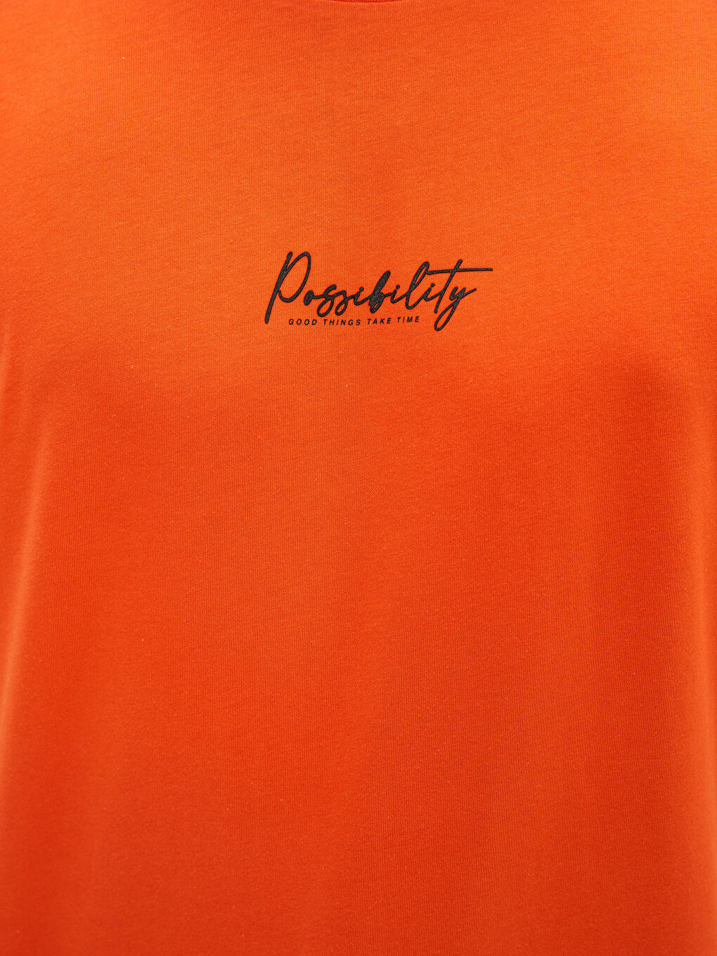 Turuncu Oversize Bisiklet Yaka Kısa Kollu Baskılı Penye Erkek Tişört-8