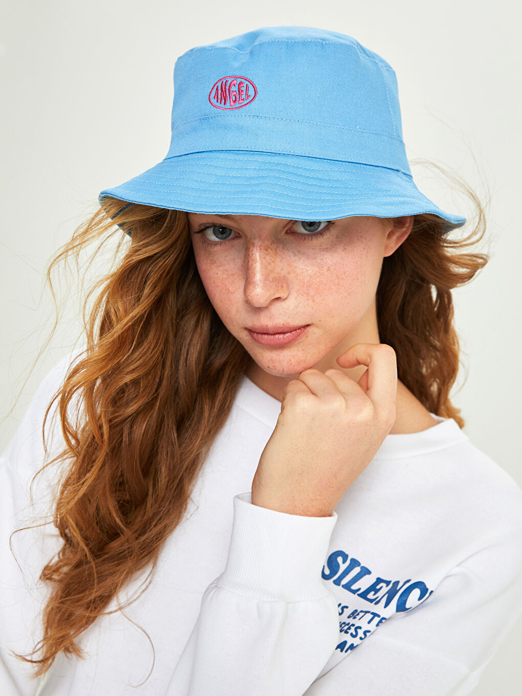 Letter Embroidered Womens Bucket Hat-1