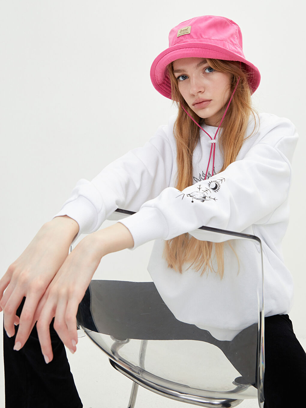 LCW ACCESSORIES Bucket-Hut für Damen mit Labeldruck und Schnürdetails -S24451Z8-GUR