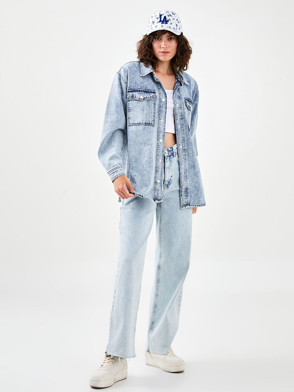 Beyaz Çiçek Baskılı Kadın Kep Şapka-2