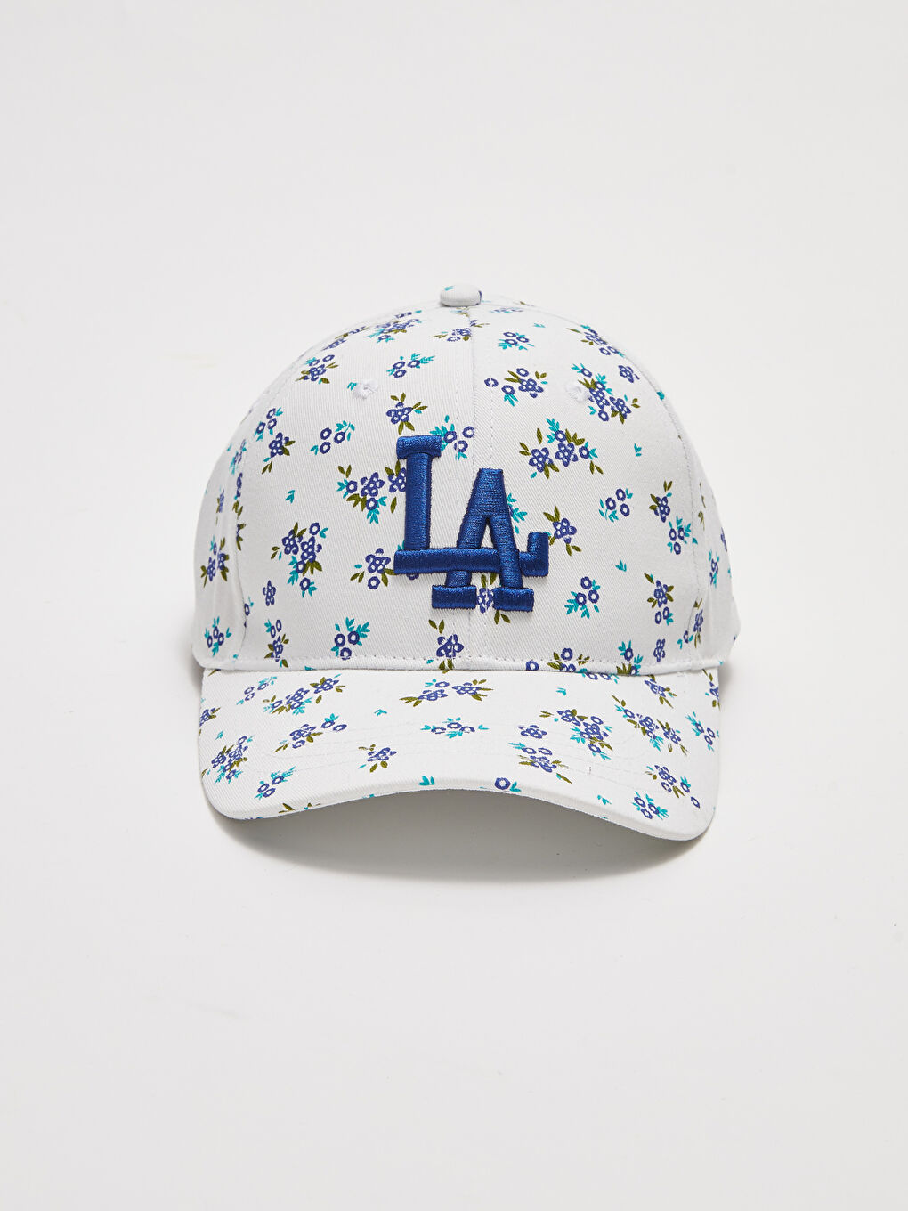 Beyaz Çiçek Baskılı Kadın Kep Şapka-3