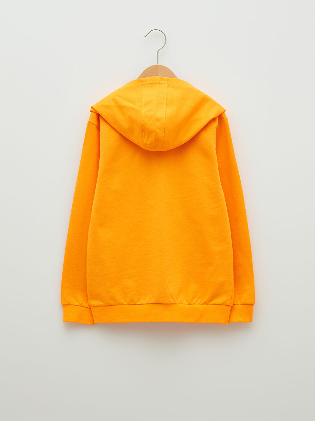 Turuncu Kapüşonlu Baskılı Uzun Kollu Erkek Çocuk Fermuarlı Sweatshirt-2