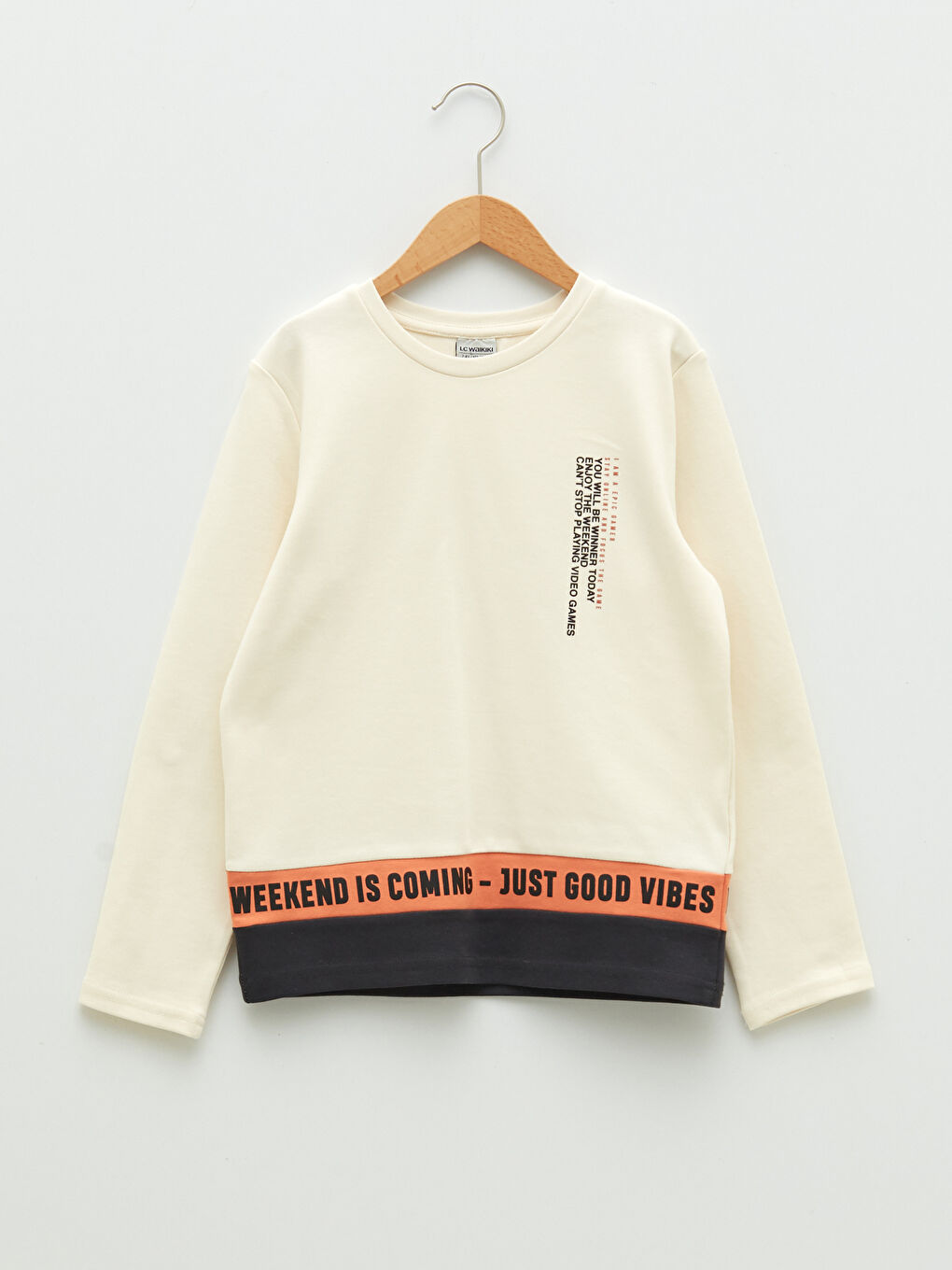 Crew Neck Printed Long Sleeve Boys' T-Shirt