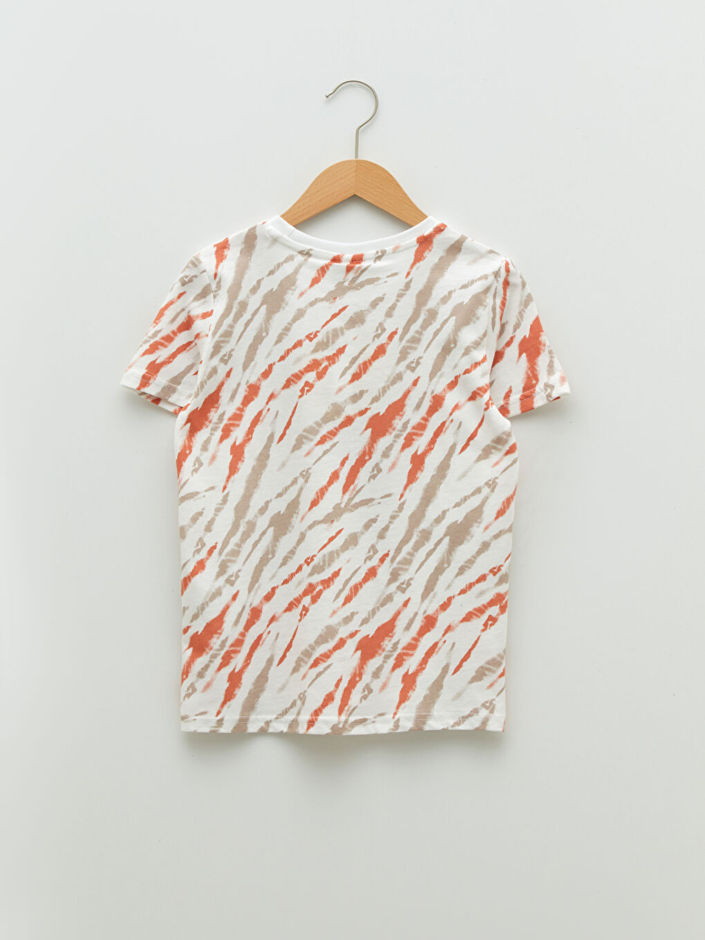 Kahverengi Bisiklet Yaka Baskılı Kısa Kollu Pamuklu Erkek Çocuk Tişört-1