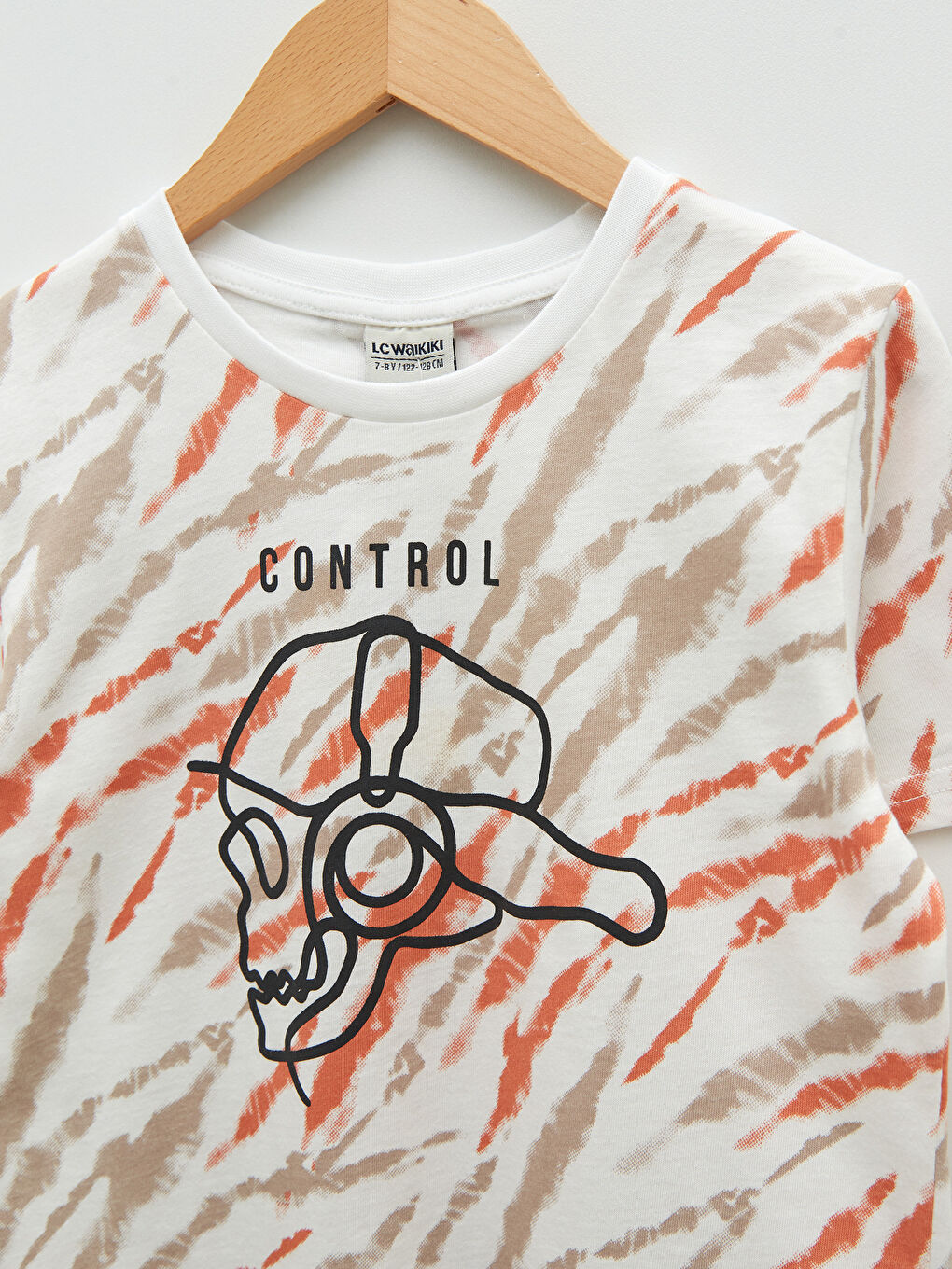 Kahverengi Bisiklet Yaka Baskılı Kısa Kollu Pamuklu Erkek Çocuk Tişört-2