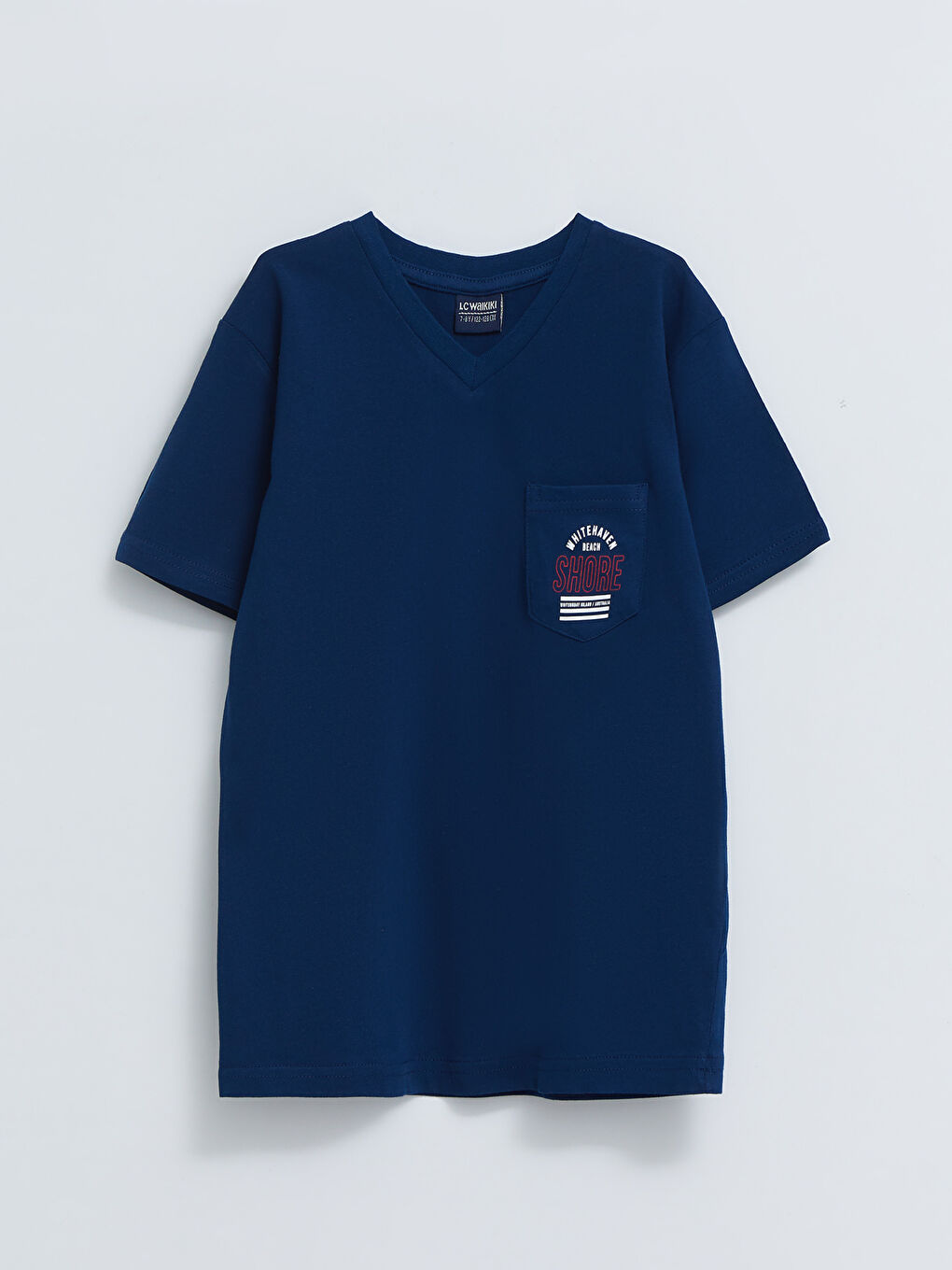 V-Neck Printed Short Sleeve Cotton Boy T-Shirt