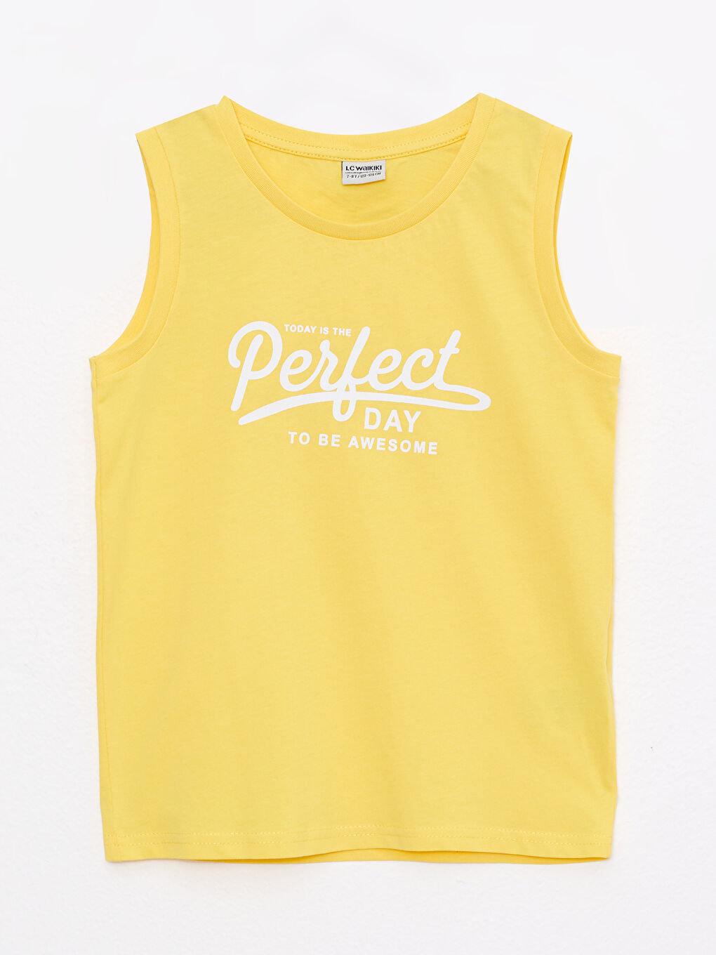 Sarı Bisiklet Yaka Baskılı Pamuklu Erkek Çocuk Atlet