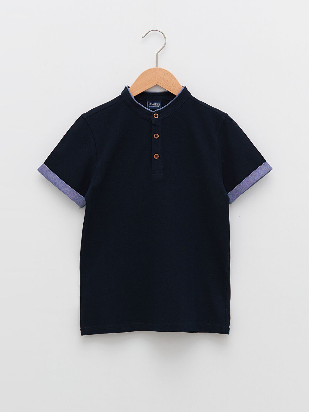 Lacivert Hakim Yaka Basic Kısa Kollu Erkek Çocuk Tişört